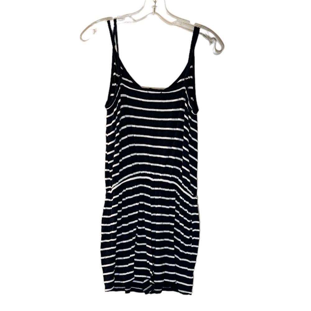 Striped Knit Elastic Waist Loose Fit Romper With Spaghetti Strap Size Medium - Picture 3 of 6